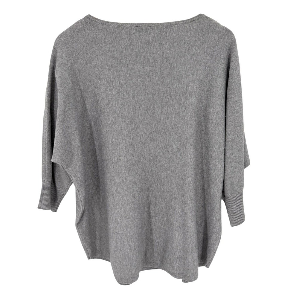Aaeda Womens 1X Knit Sweater Top Floral Applique Batwing Sleeve Gray Retro Mod - Picture 2 of 7